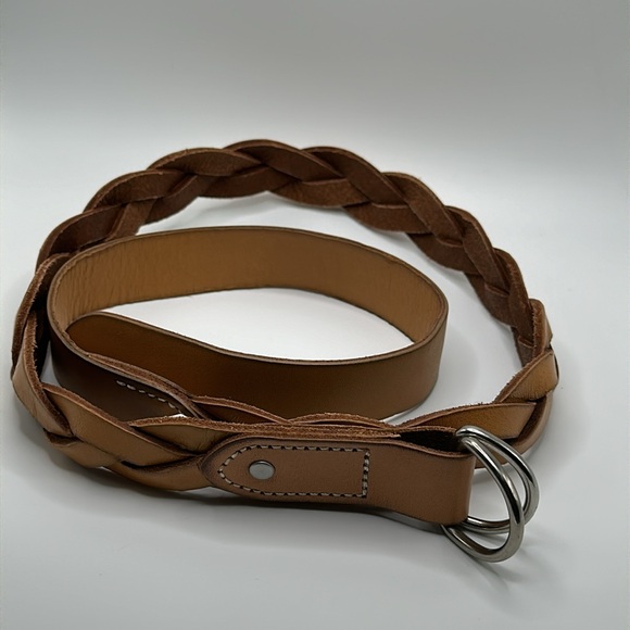 Brown braided leather belt size small - Picture 2 of 5